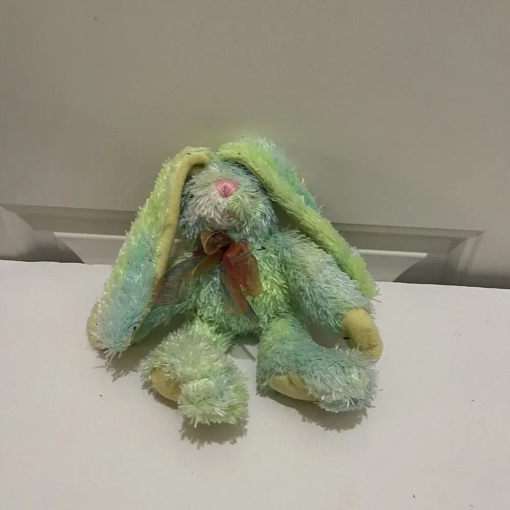 Atico International Green Tie Dye Fuzzy Bunny Rabbit Plush 7